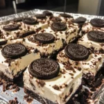No-Bake Oreo Cheesecake Bars with Fudge Drizzle