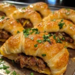 Savory Breakfast Sausage Crescent Rolls topped with fresh parsley