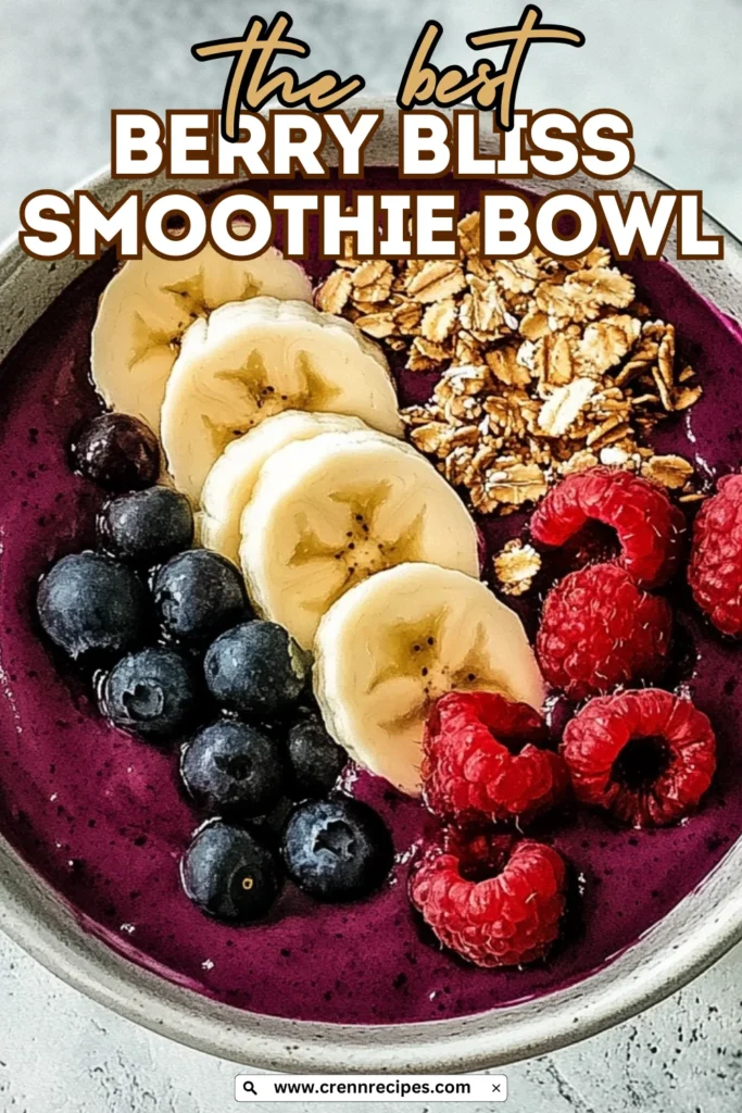 Berry Bliss Smoothie Bowl with "the best" text overlay and website URL at bottom.