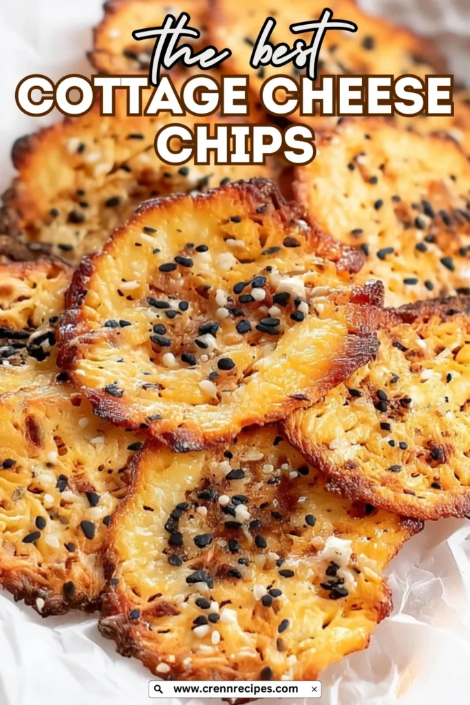 Featured image for cottage cheese chips recipe with text overlay showing finished crispy snacks