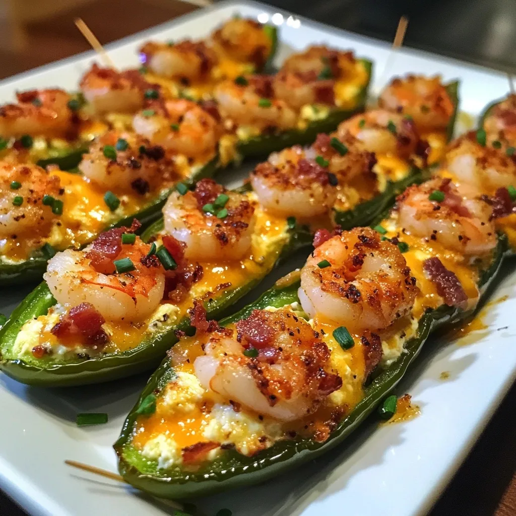 Stuffed jalapeño poppers secured with wooden toothpicks on baking sheet ready to serve at party