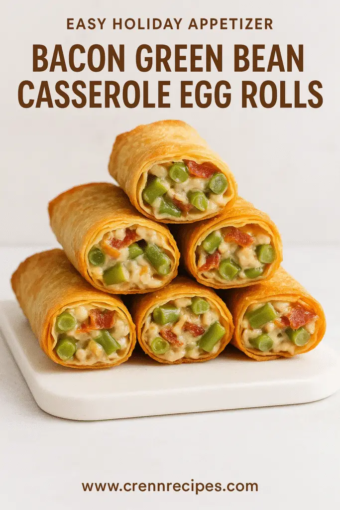 Easy bacon green bean casserole egg rolls for Pinterest