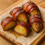 Bacon-wrapped cabbage served with crispy edges and tender center