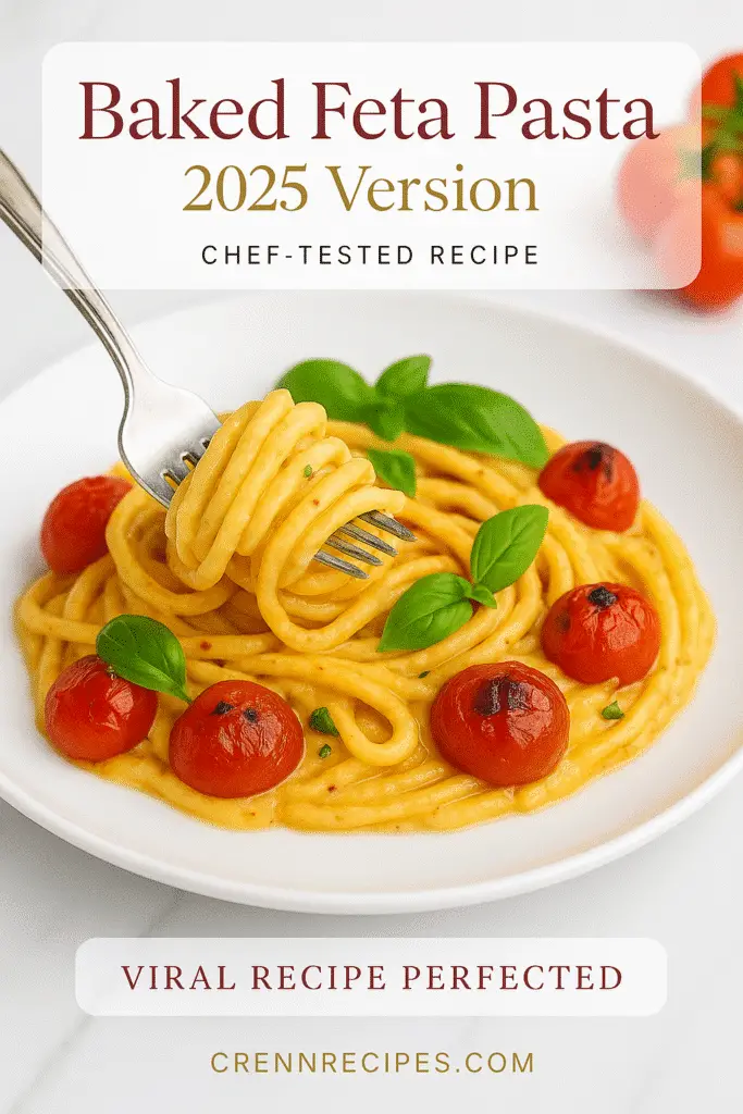 Pinterest pin for viral Baked Feta Pasta 2025 Version recipe