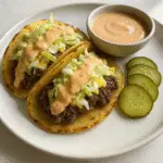 Served Big Mac Smash Tacos on white plate