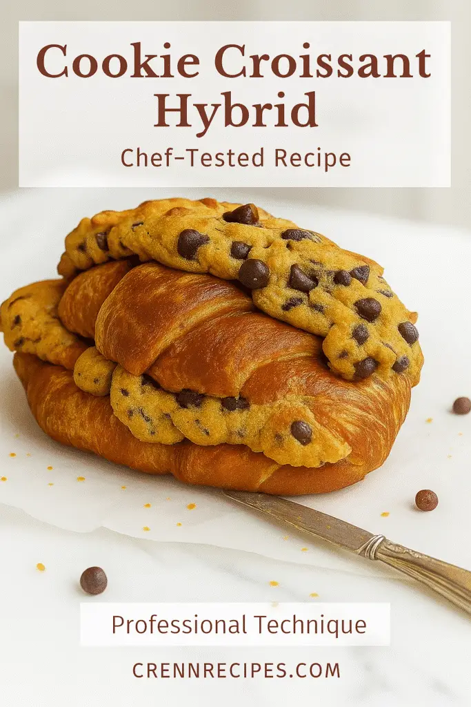 Pinterest cookie croissant hybrid recipe pin with CrennRecipes branding