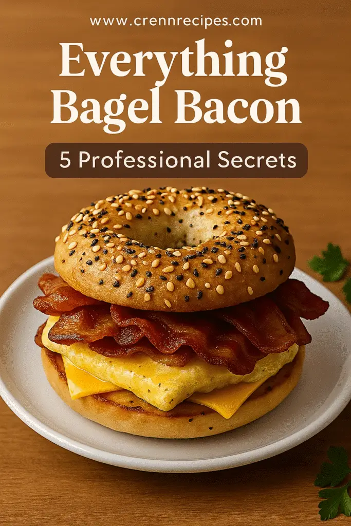 Everything bagel bacon recipe Pinterest pin CrennRecipes watermark vertical layout