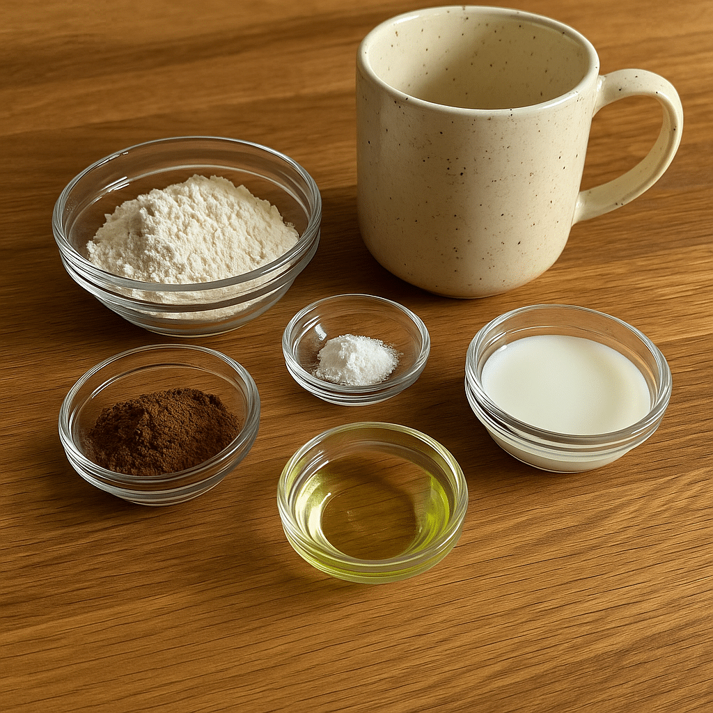 Ingredients for mug cake in air fryer