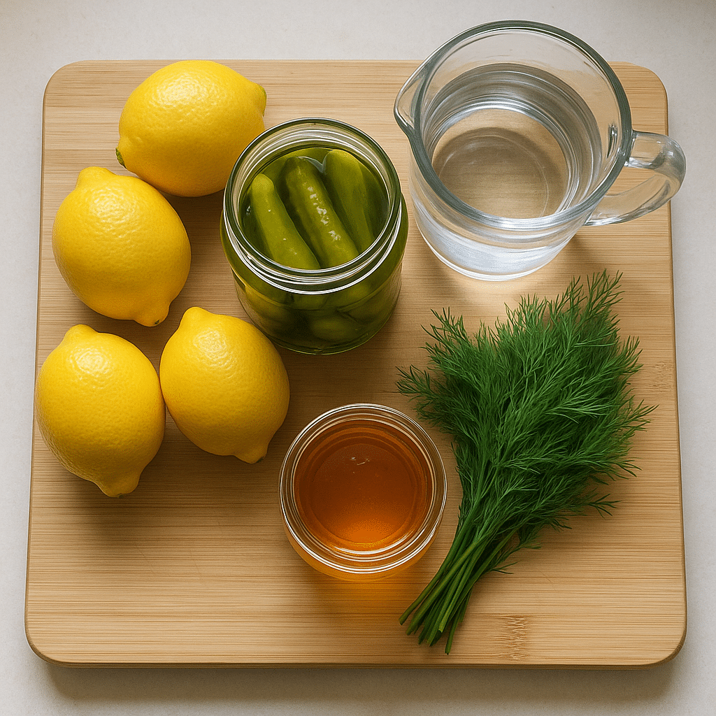 Ingredients for pickle lemonade recipe