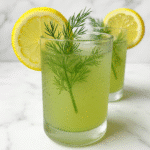 Chilled glasses of homemade pickle lemonade