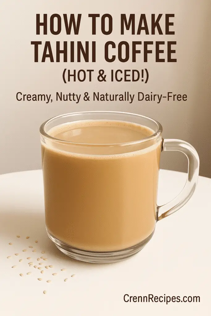 Bright Pinterest pin with headline “How to Make Tahini Coffee”