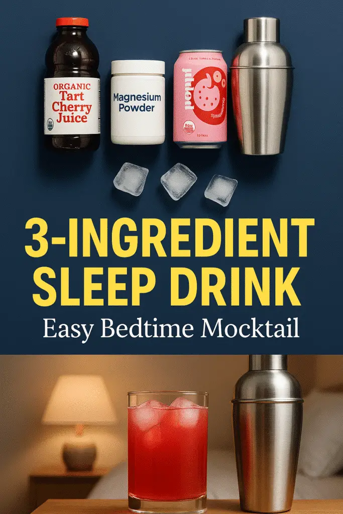 3-ingredient sleepy girl mocktail recipe tutorial from CrennRecipes for natural sleep improvement