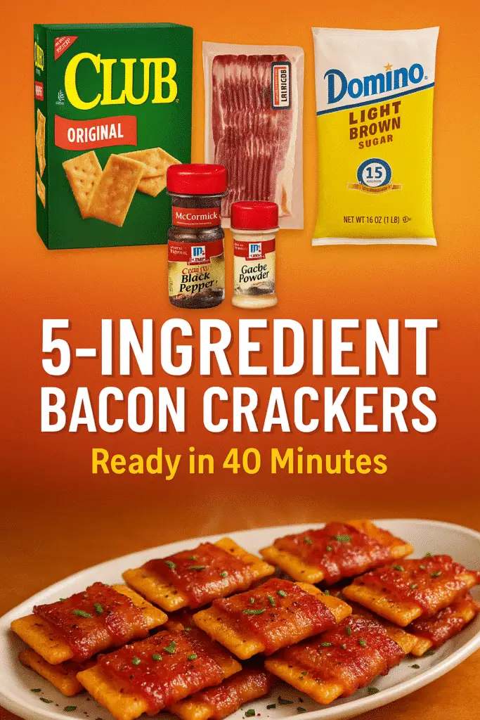 Easy 5-ingredient bacon and crackers appetizer recipe pin from CrennRecipes.com
