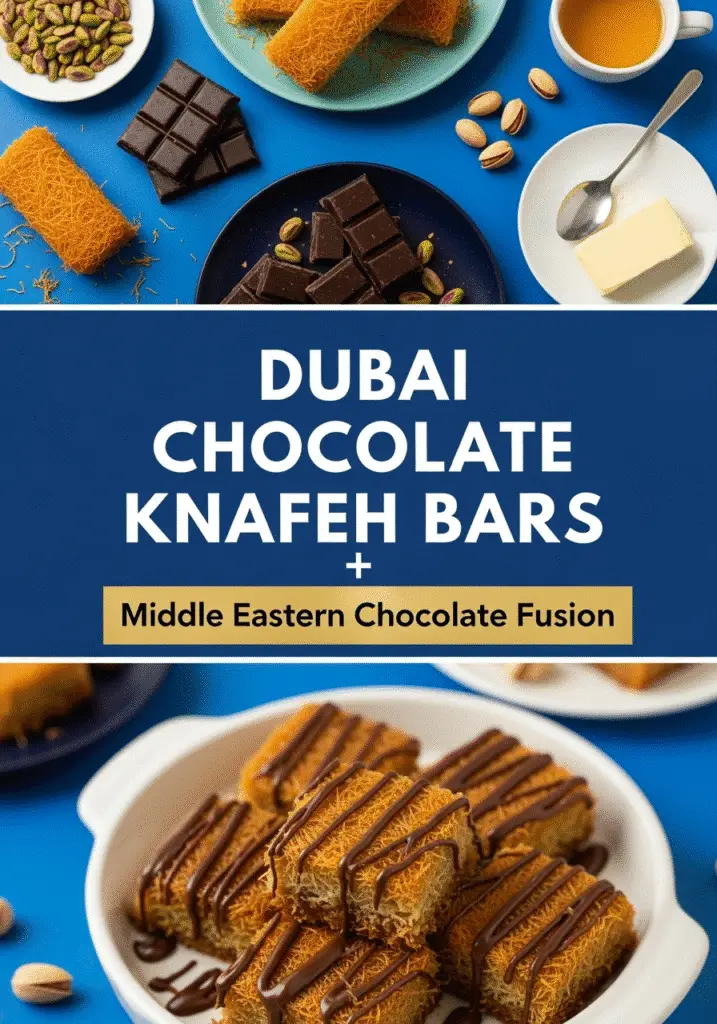 Dubai Chocolate Knafeh Bars recipe Pinterest pin with ingredients