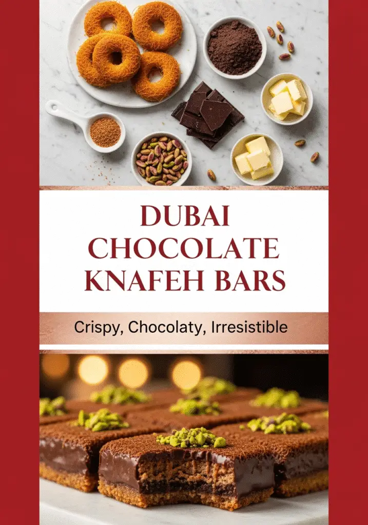 Dubai Chocolate Knafeh Bars Pinterest recipe pin from CrennRecipes.com