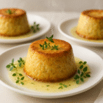 Artichoke timbales recipe elegant French custards served on premium porcelain plates with herb garnish
