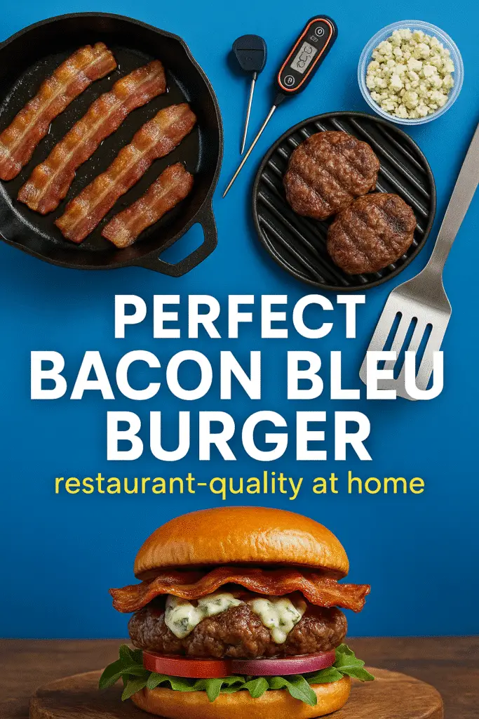 How to make bacon bleu cheese burger recipe steps and final result - CrennRecipes cooking guide