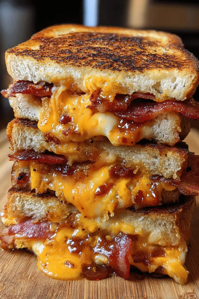 Homemade BBQ Bacon Stuffed Grilled Cheese recipe with step-by-step instructions