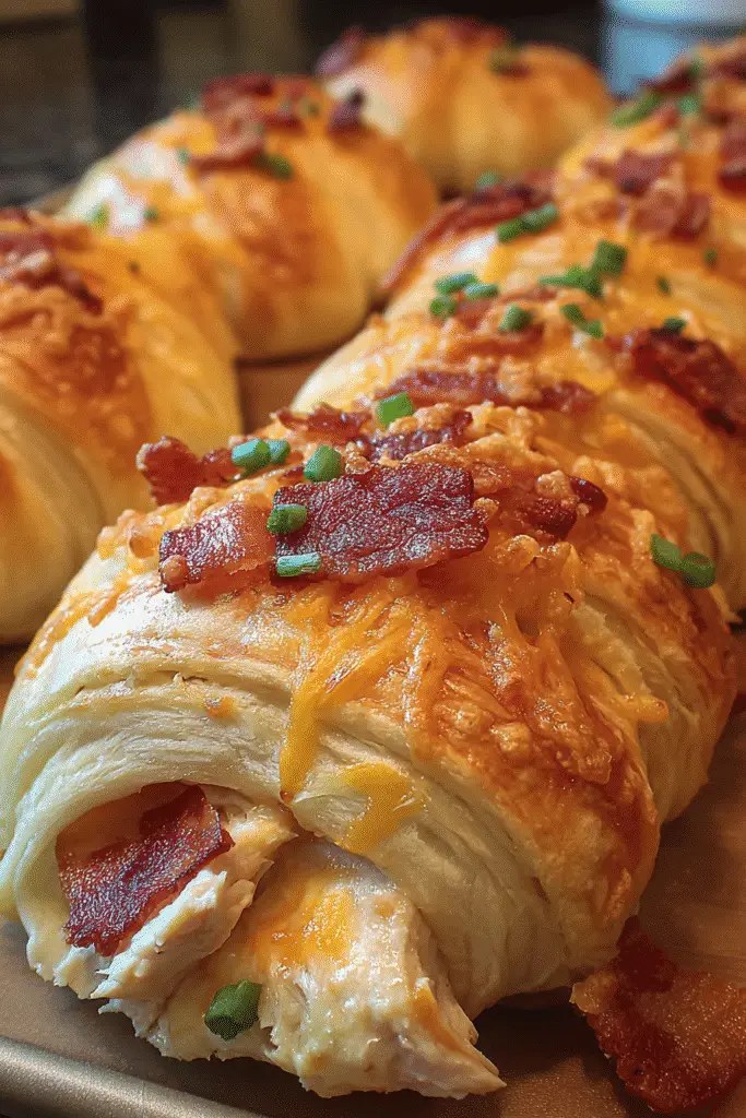 Easy Chicken Bacon Ranch Crescent Rolls recipe perfect for game day appetizers and parties