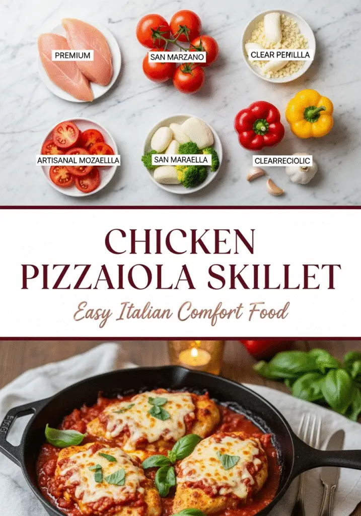 Elegant Chicken Pizzaiola Skillet recipe Pinterest pin showing premium ingredients and restaurant-quality Italian comfort food - CrennRecipes