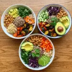 Three classic quinoa Buddha bowl recipes with tahini dressing and roasted vegetables - CrennRecipes meal ideas