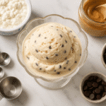 Cottage cheese ice cream recipe with protein-rich ingredients including cottage cheese, honey, and peanut butter