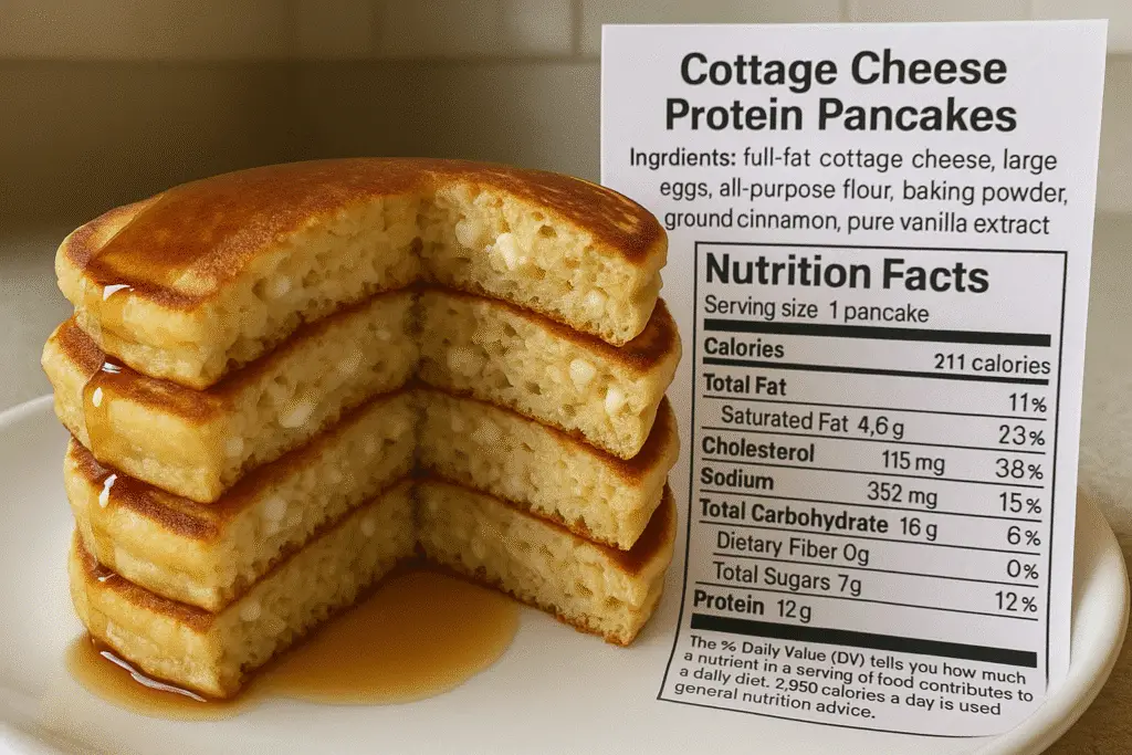 Cross-section of cottage cheese protein pancake showing texture and nutritional benefits