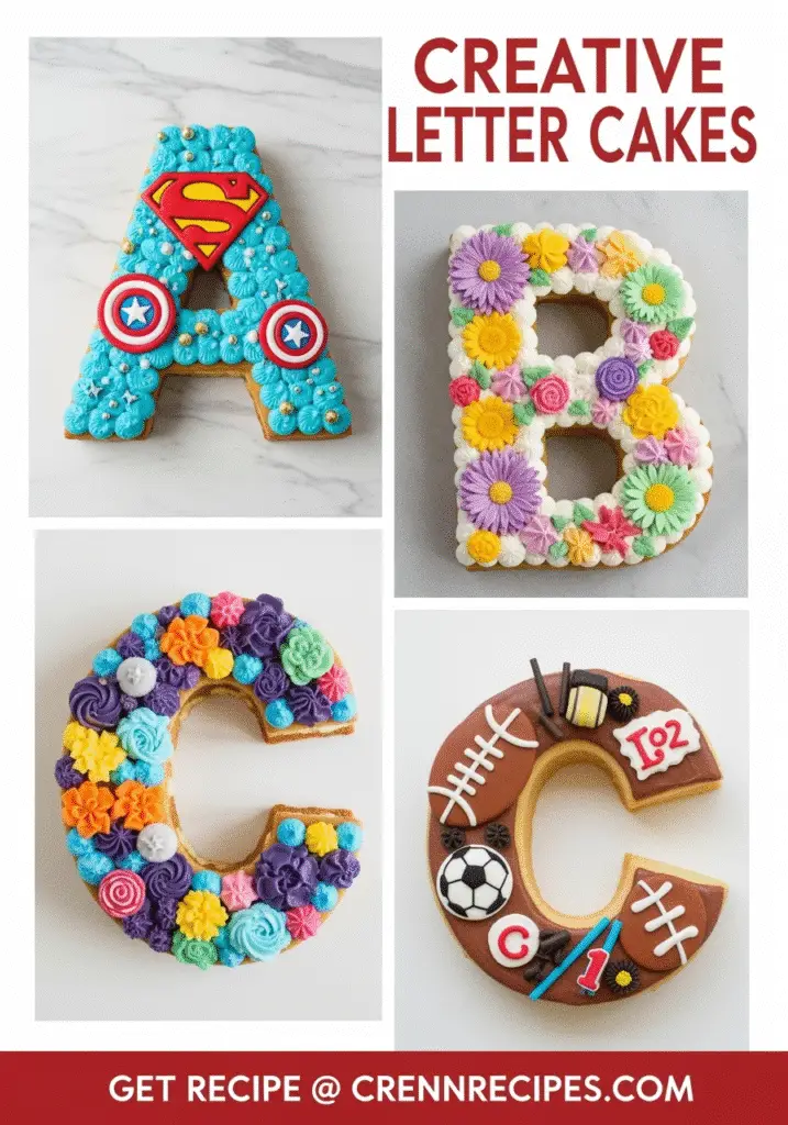 Creative letter cakes Pinterest ideas themed designs CrennRecipes tutorial