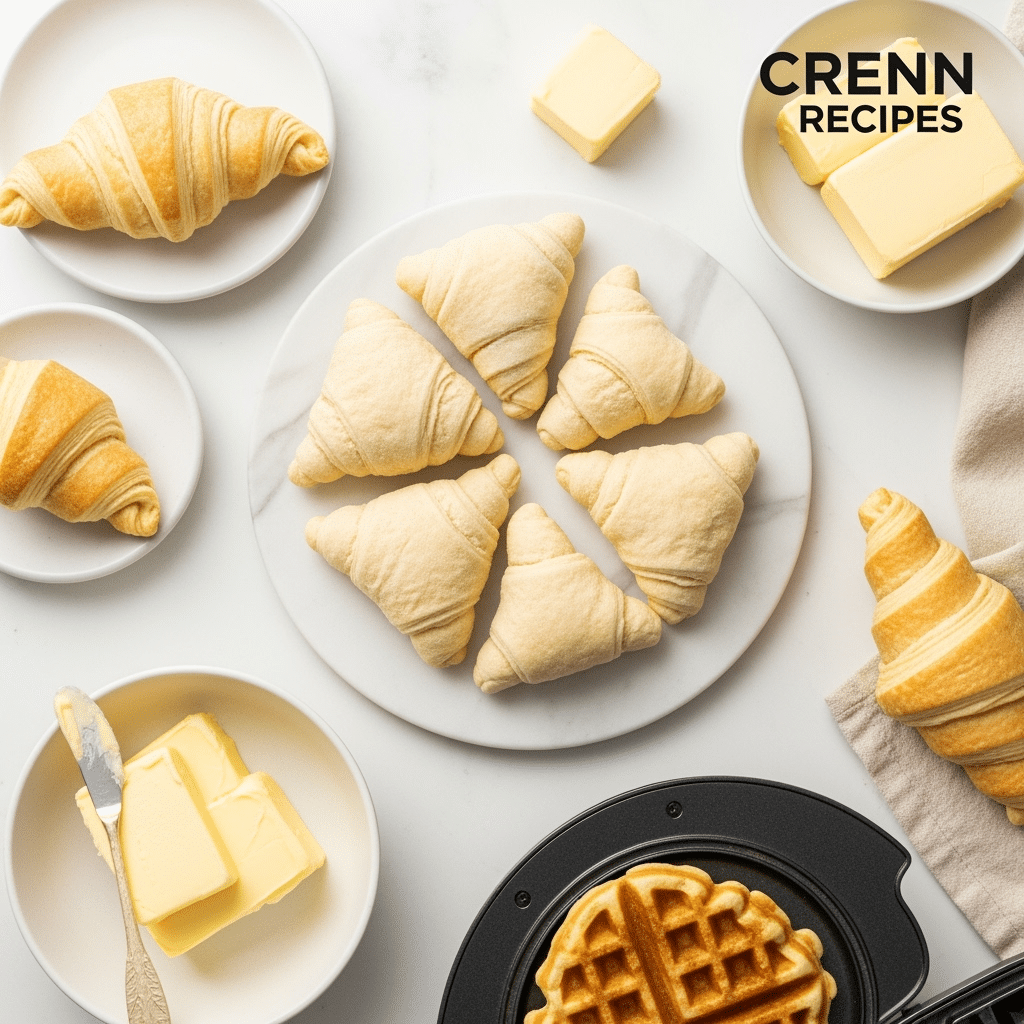 Croffle recipe ingredients including croissant dough and butter for perfect results