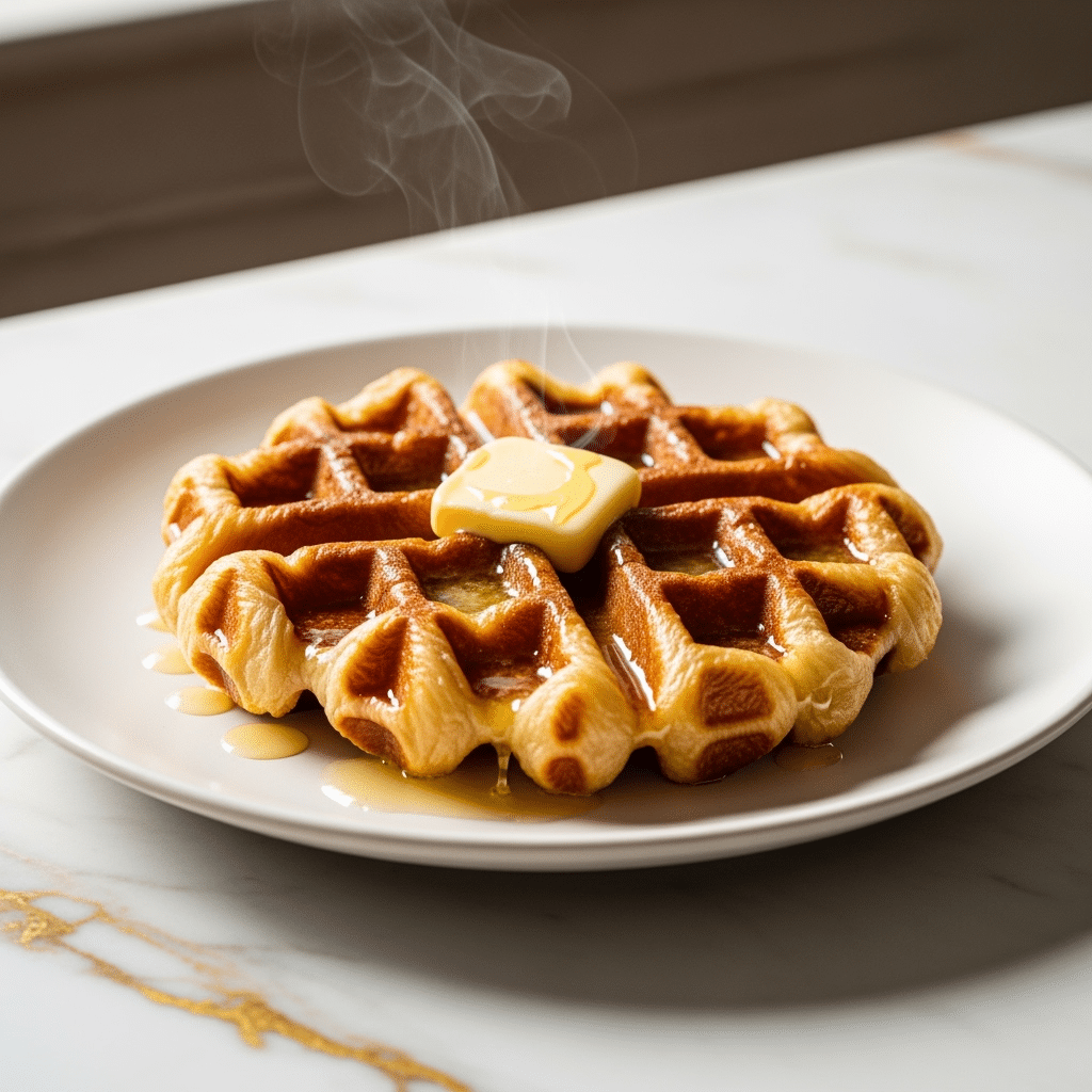 Perfect golden croffle recipe result showing crispy waffle texture