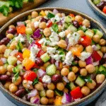 Dense bean salad with chickpeas navy beans Mediterranean vegetables CrennRecipes