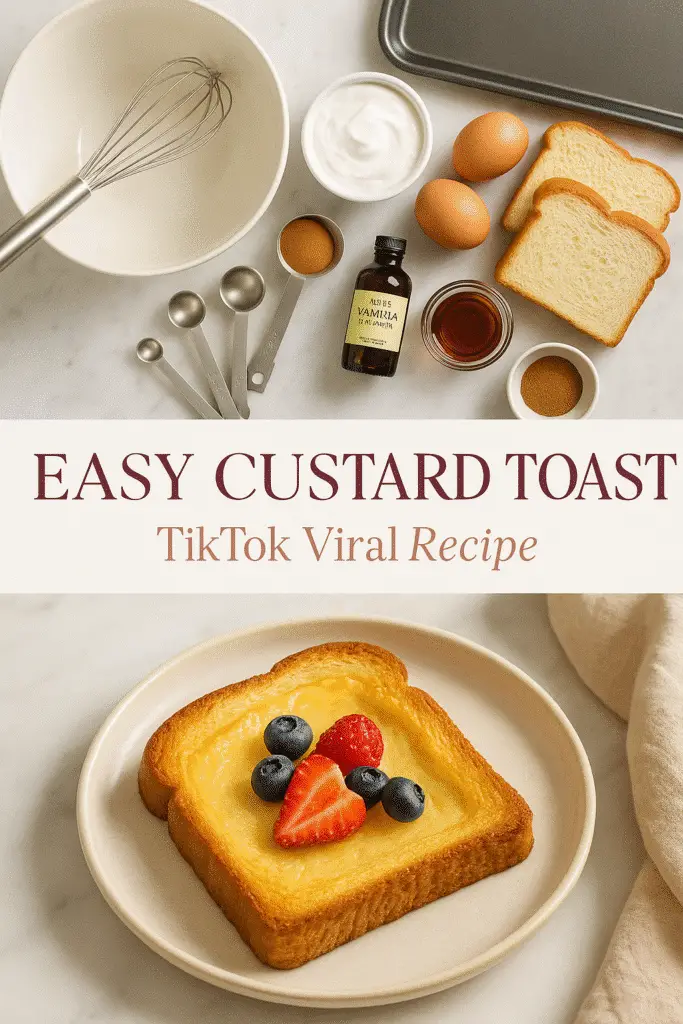 Easy custard toast TikTok recipe with premium ingredients and professional kitchen tools from CrennRecipes.com