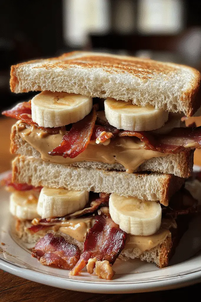 Elvis Presley favorite sandwich recipe tutorial - crispy golden peanut butter banana bacon CrennRecipes