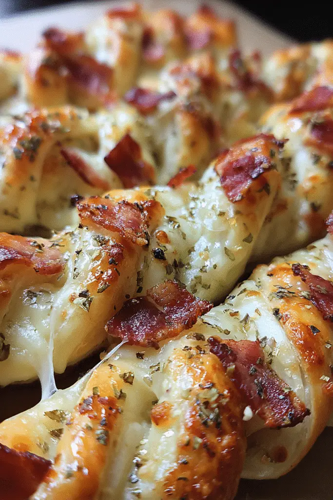 Easy Garlic Butter Bacon Alfredo Pizza Twists recipe with step-by-step preparation