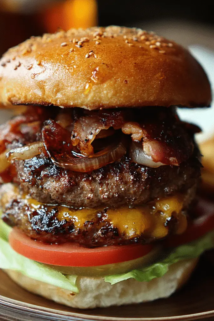 Step-by-step bourbon bacon jam burger recipe with caramelized onions and premium ingredients