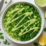 Green Goddess Chopped Salad recipe with fresh herbs and creamy avocado dressing in white bowl