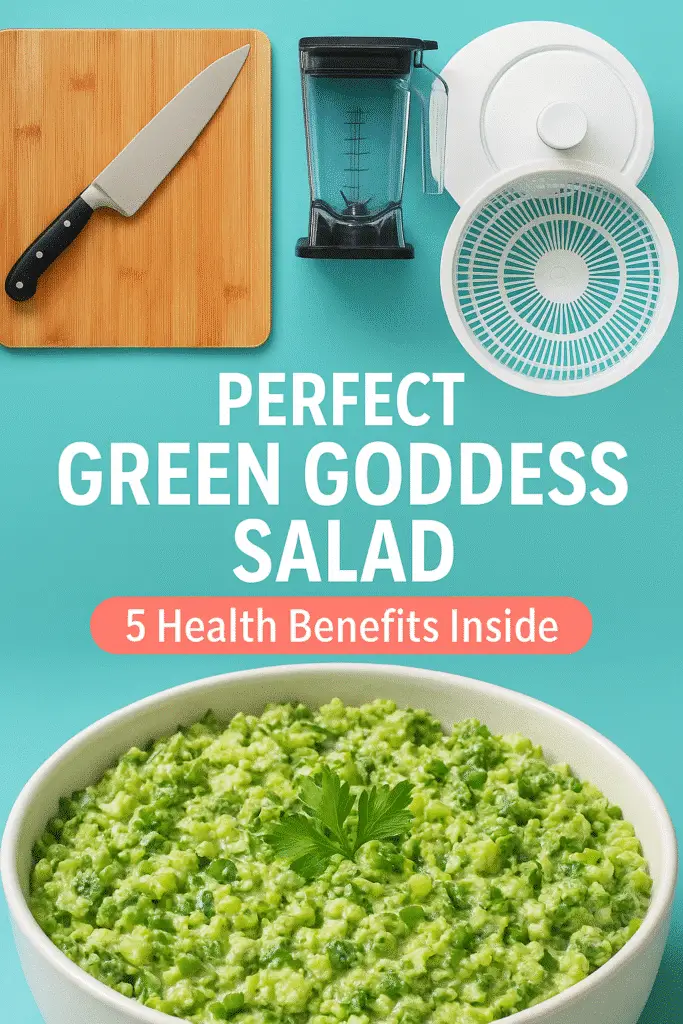 Green Goddess Chopped Salad recipe tools and health benefits Pinterest pin CrennRecipes