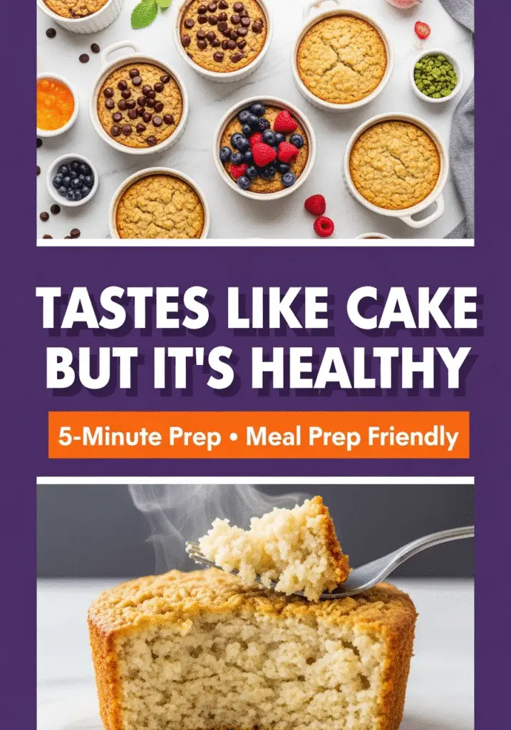 Healthy baked oats with cake-like texture - CrennRecipes meal prep breakfast recipe Pinterest pin