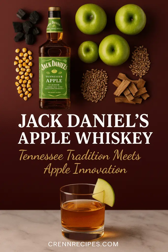 Jack Daniel's Apple whiskey Pinterest pin Tennessee whiskey ingredients CrennRecipes guide