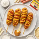 Korean corn dogs with crispy panko coating and stretchy cheese from CrennRecipes premium kitchen featuring authentic ingredients