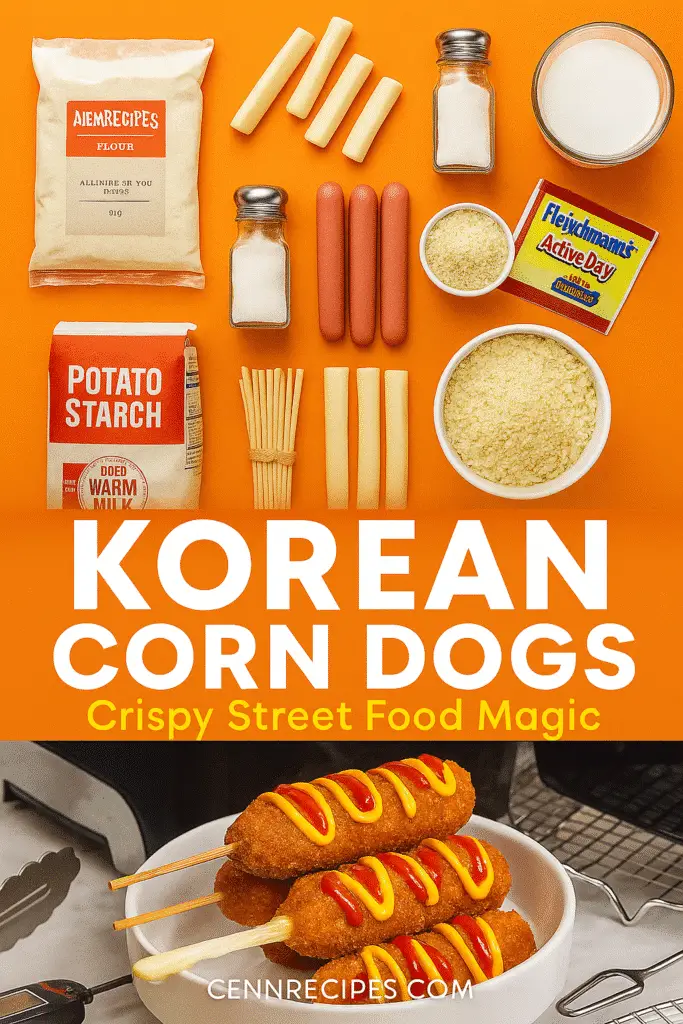 Korean corn dogs Pinterest pin featuring premium ingredients and CrennRecipes professional cooking equipment for authentic results