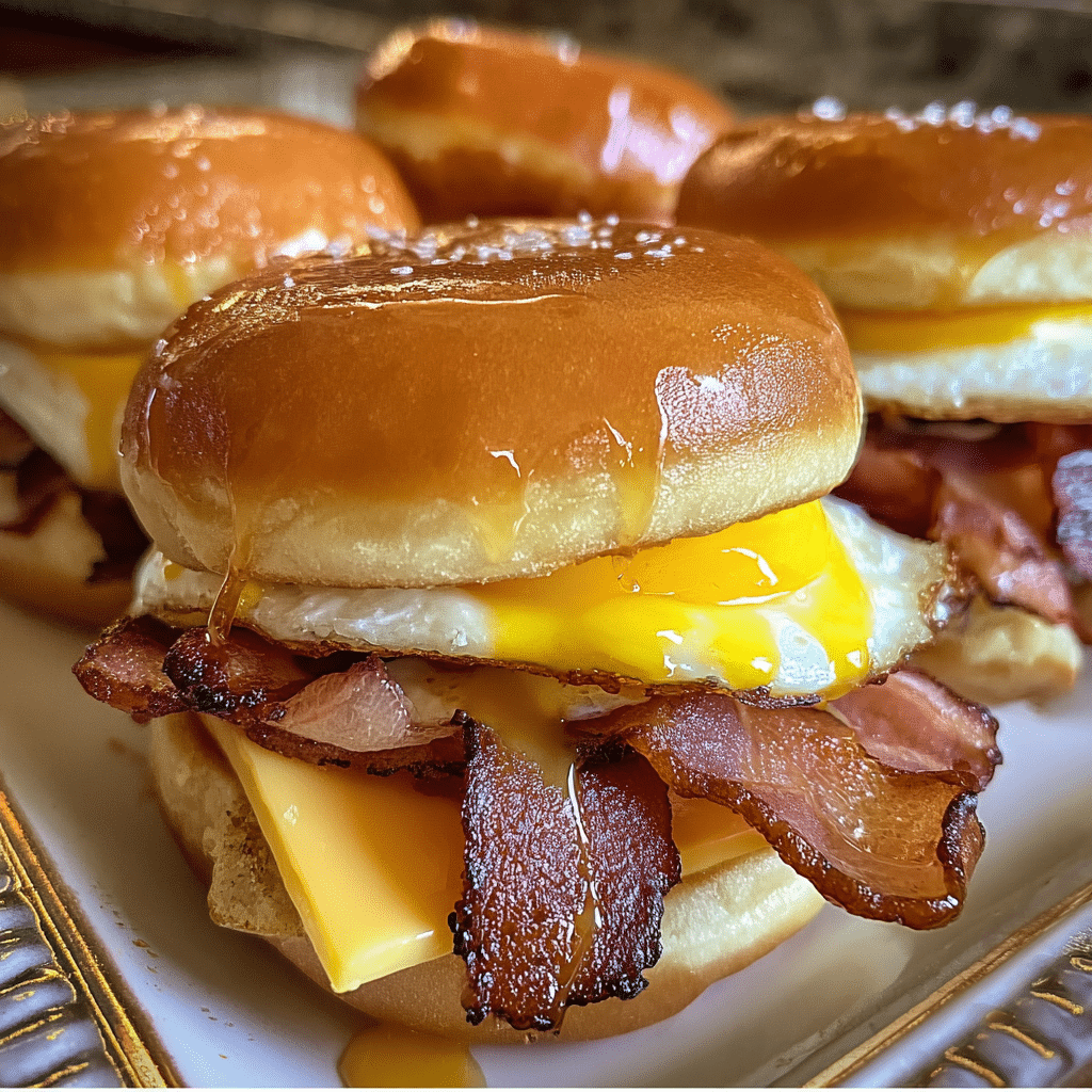 Krispy Kreme Bacon Egg Sliders with glazed donuts, crispy bacon, and eggs - premium breakfast sandwich recipe