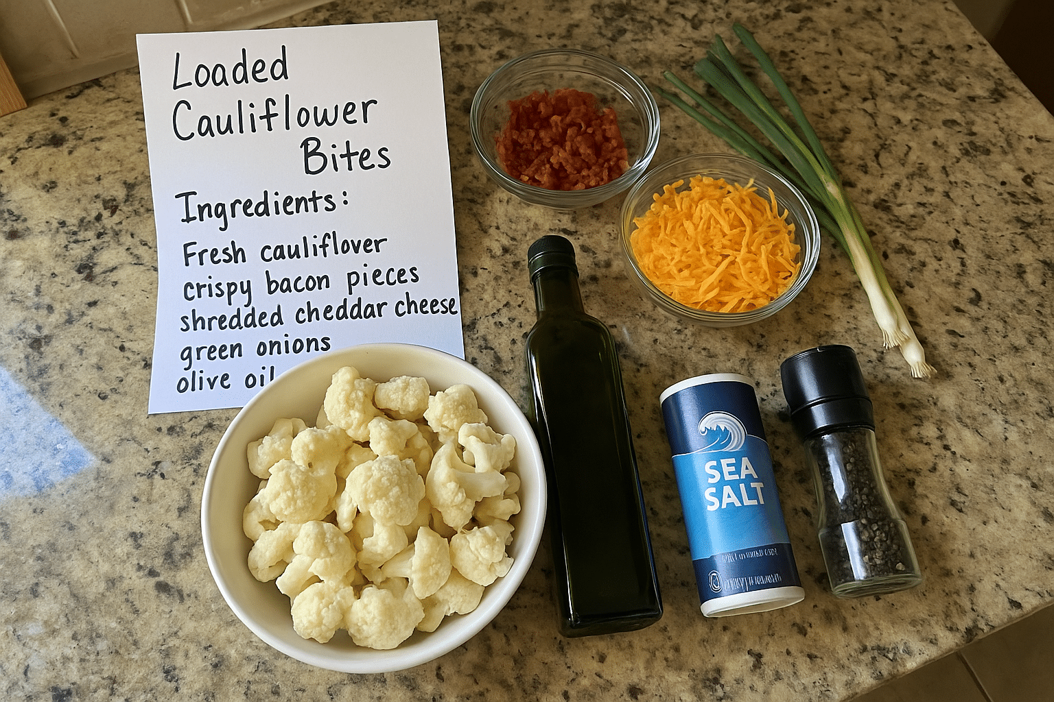 Loaded cauliflower bites with bacon and cheese - homemade keto appetizer recipe