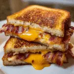 Maple Bacon Cheddar Grilled Cheese with golden-brown crust and melted premium cheese