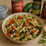 Mediterranean feta pasta salad recipe with fresh ingredients from CrennRecipes premium collection