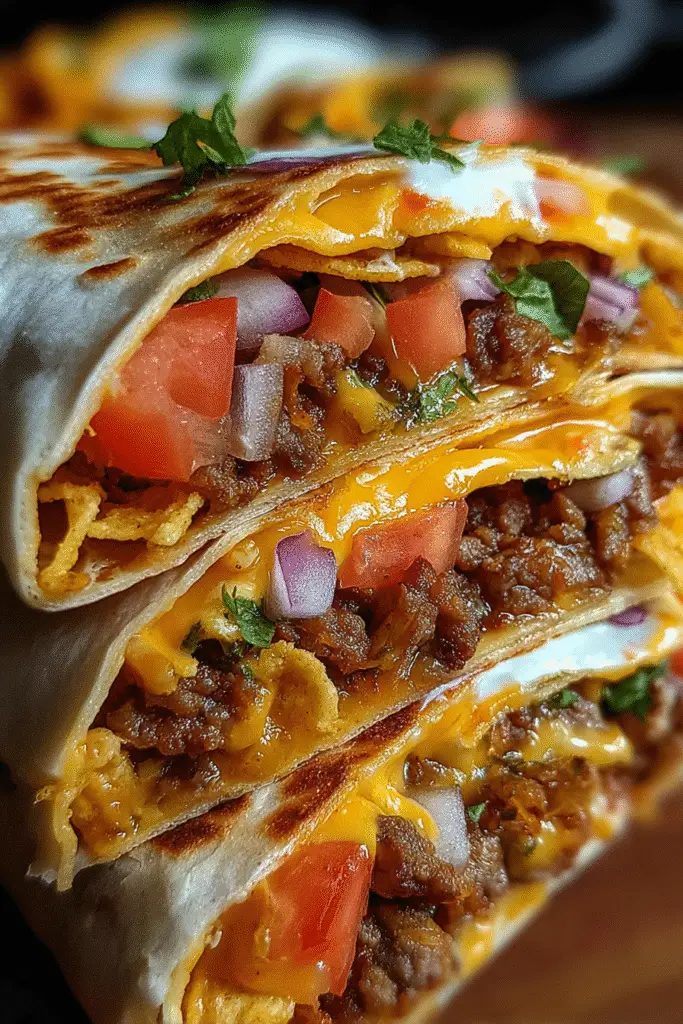 Easy Nacho Bacon Cheeseburger Crunch Wraps recipe with step-by-step instructions