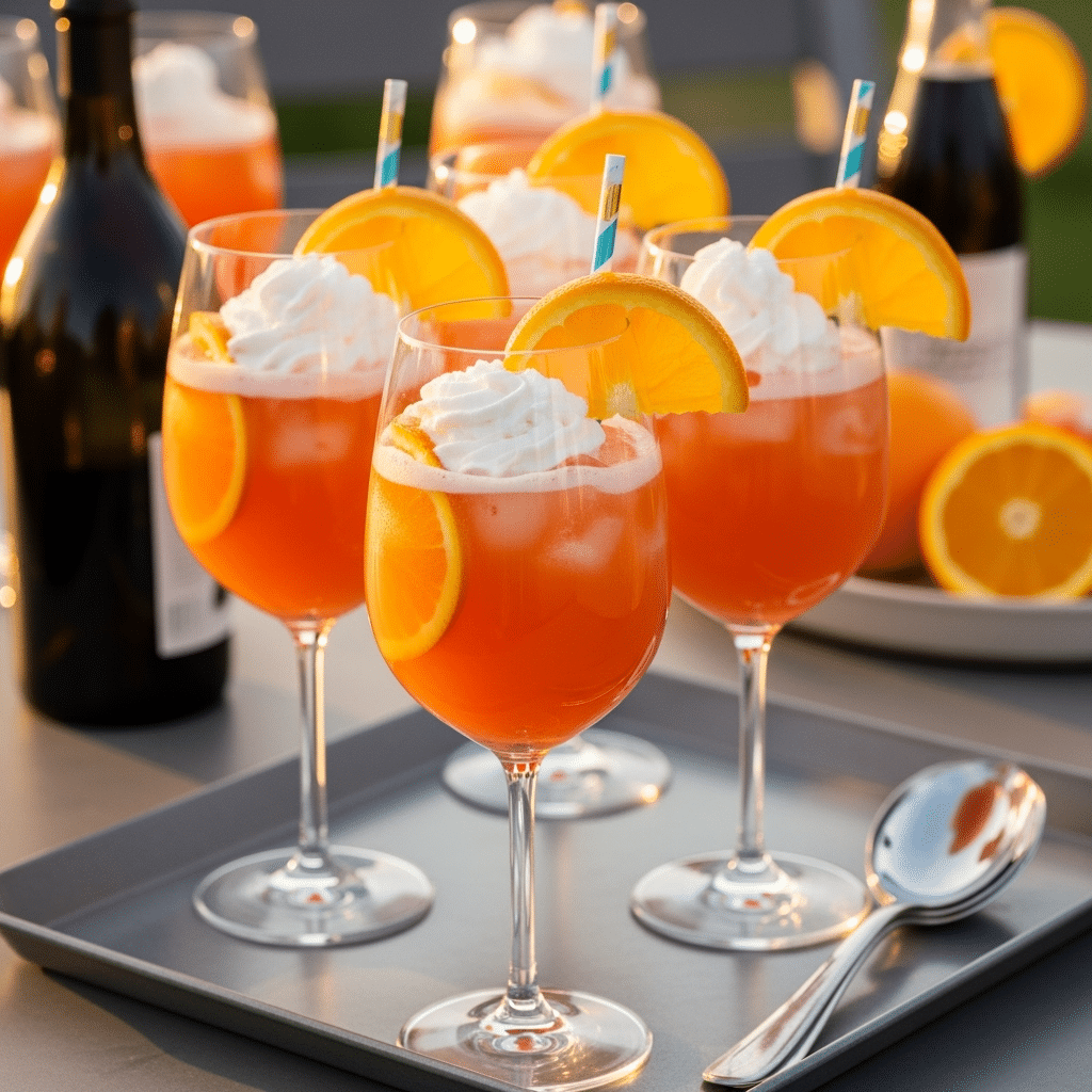 Orange Creamsicle Sangria served in CB2 wine glasses on West Elm serving tray for summer entertaining