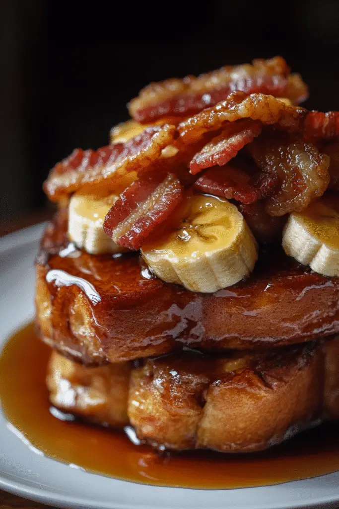Make-ahead Peanut Butter Bacon Banana French Toast Bake breakfast casserole recipe step by step