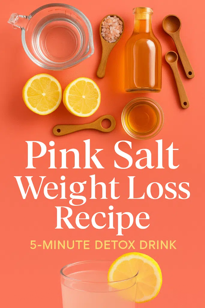 Pink salt weight loss recipe Pinterest pin featuring CrennRecipes.com detox drink ingredients