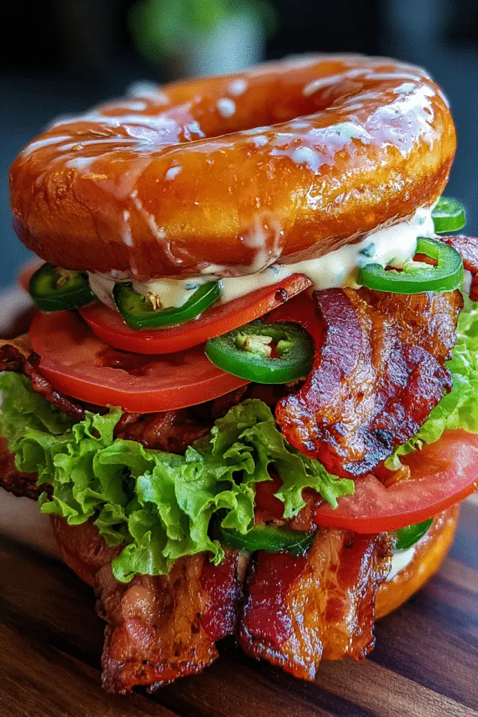 Grilled Donut BLT with Jalapeño Mayo: Sweet & Spicy Breakfast Sandwich